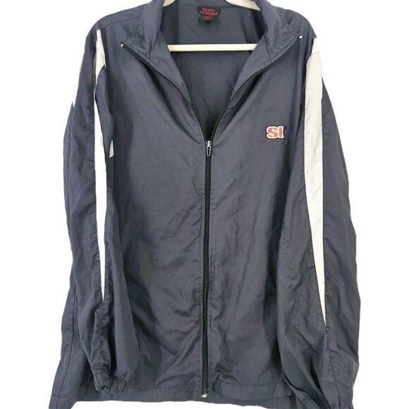 Vtg 90s SPORTS ILLUSTRATED Black Grey Zip Windbreaker Jackets XL Sportswear Coat - Picture 1 of 8